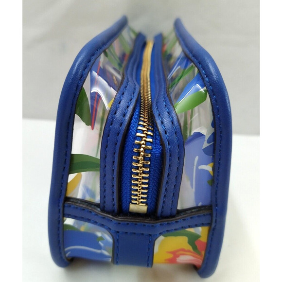 Tory Burch Clear Plastic Multicolor Flower Zipper Closure Cosmetic Pouch Wallet - Picture 5 of 13